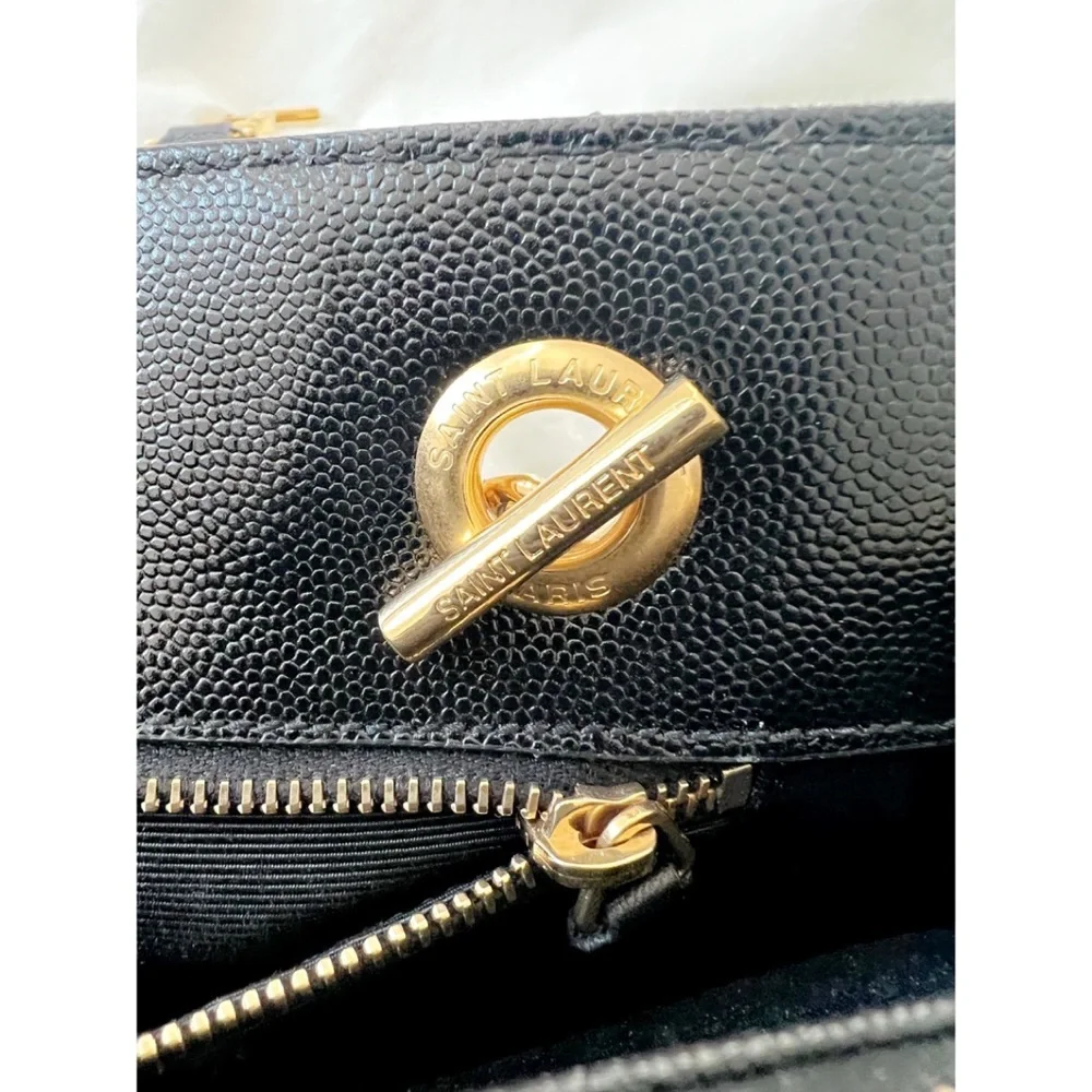 SAINT LAURENT MATELASSE LEATHER MONOGRAM CHAIN CASSANDRE TOTE - Picture 13 of 16